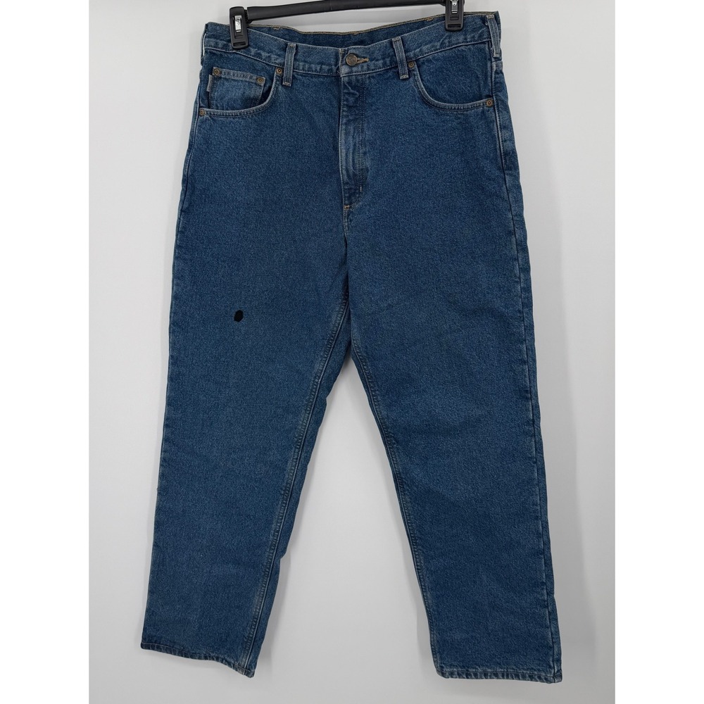 Carhartt B172‎ DST Relaxed Fit Flannel Lined Jeans Blue Denim Mens 36x32